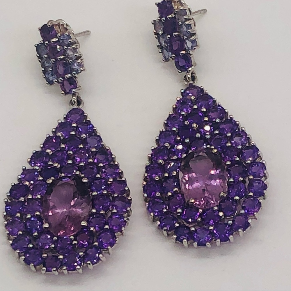 Designer Sterling Silver 925 earrings Amatista stone
